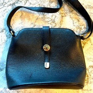 BLK leather TANO crossbody adjustable handbag. Gold hardware. Approx 9x8” NEW